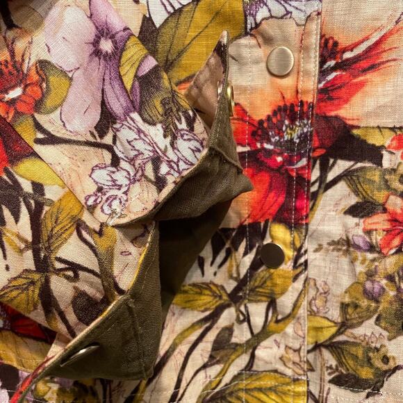 Chico’s Reversible Linen Jacket | 1 M, Fall Floral & Olive Green Capsule Piece - Picture 7 of 11